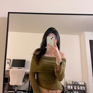 Green off the shoulder top